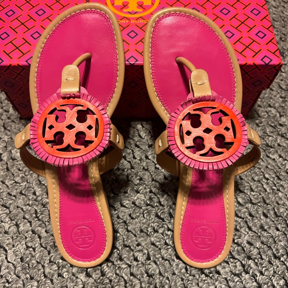 Tory Burch Pink and Orange Sandals